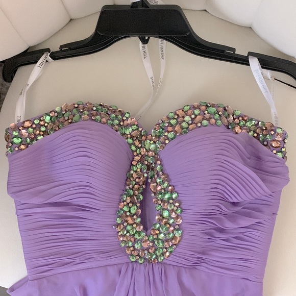 Sherri Hill Keyhole Short Prom Dress (Lilac) - Picture 6 of 7